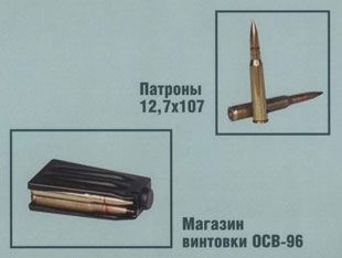 Патроны 12,7x107; магазин винтовки ОСВ-96 Патроны 12,7x107; магазин винтовки ОСВ-96