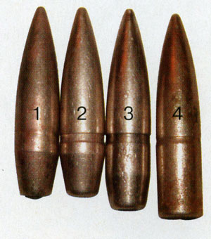 Пули к 7,62x57 BESA. 1,2 - BAII MKII 3 - W MKII 4 - G MKII Пули к 7,62x57 BESA. 1,2 - BAII MKII 3 - W MKII 4 - G MKII